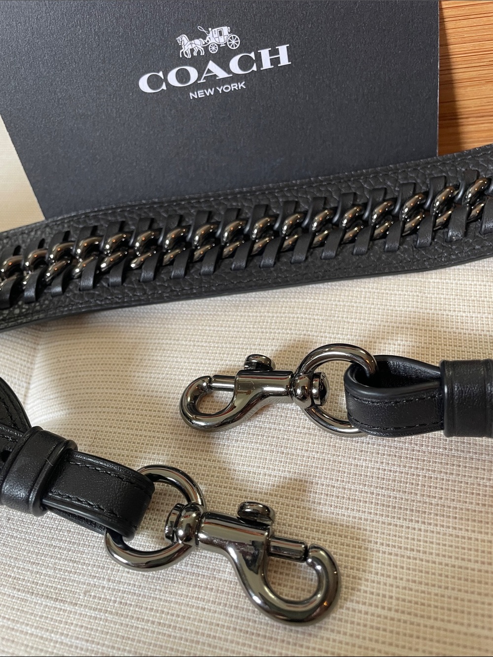 Coach Strap With Chain Detail in Gunmetal/Black - Picture 15 of 17
